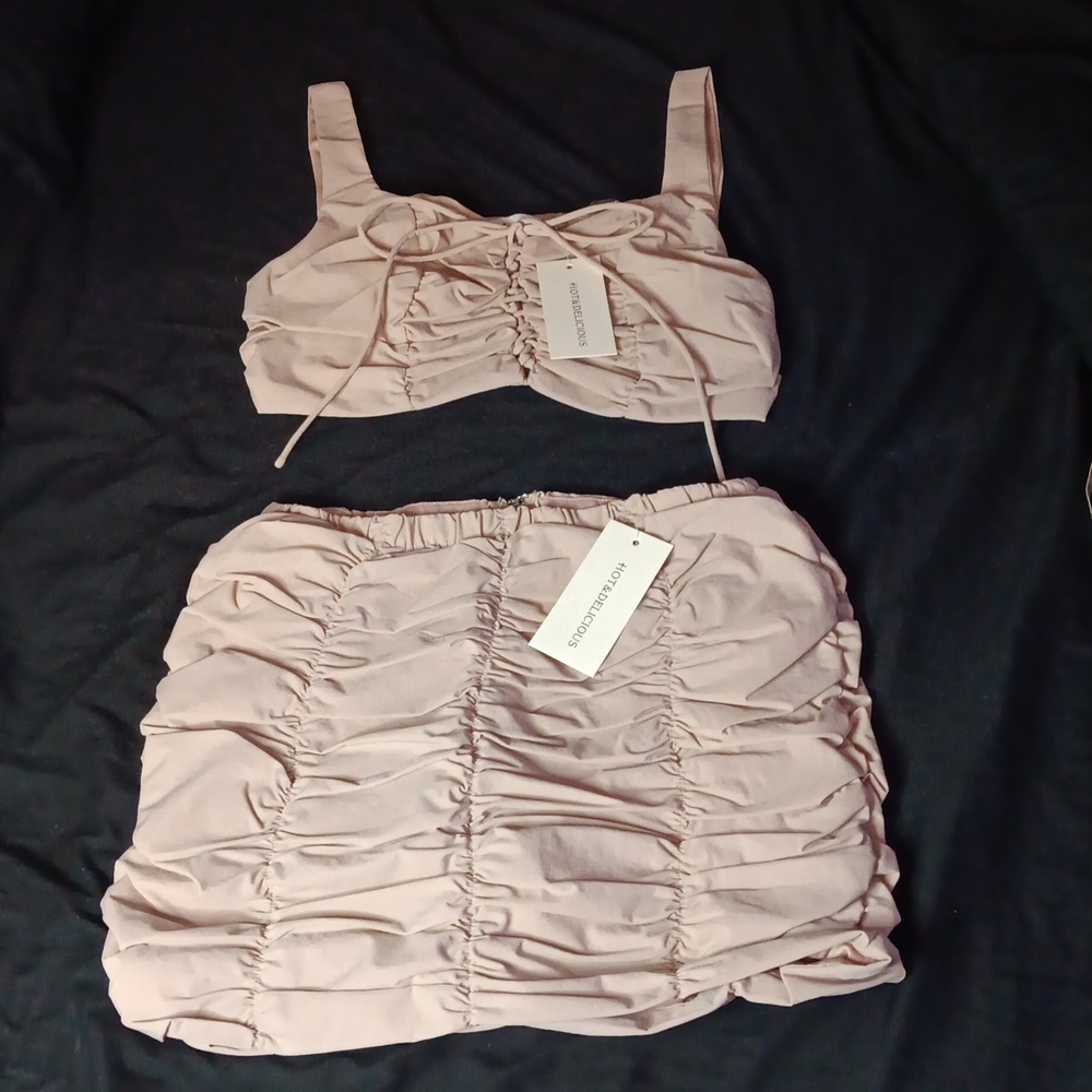 Dolls Kill Mauve Ruched Two-Piece Skirt Set